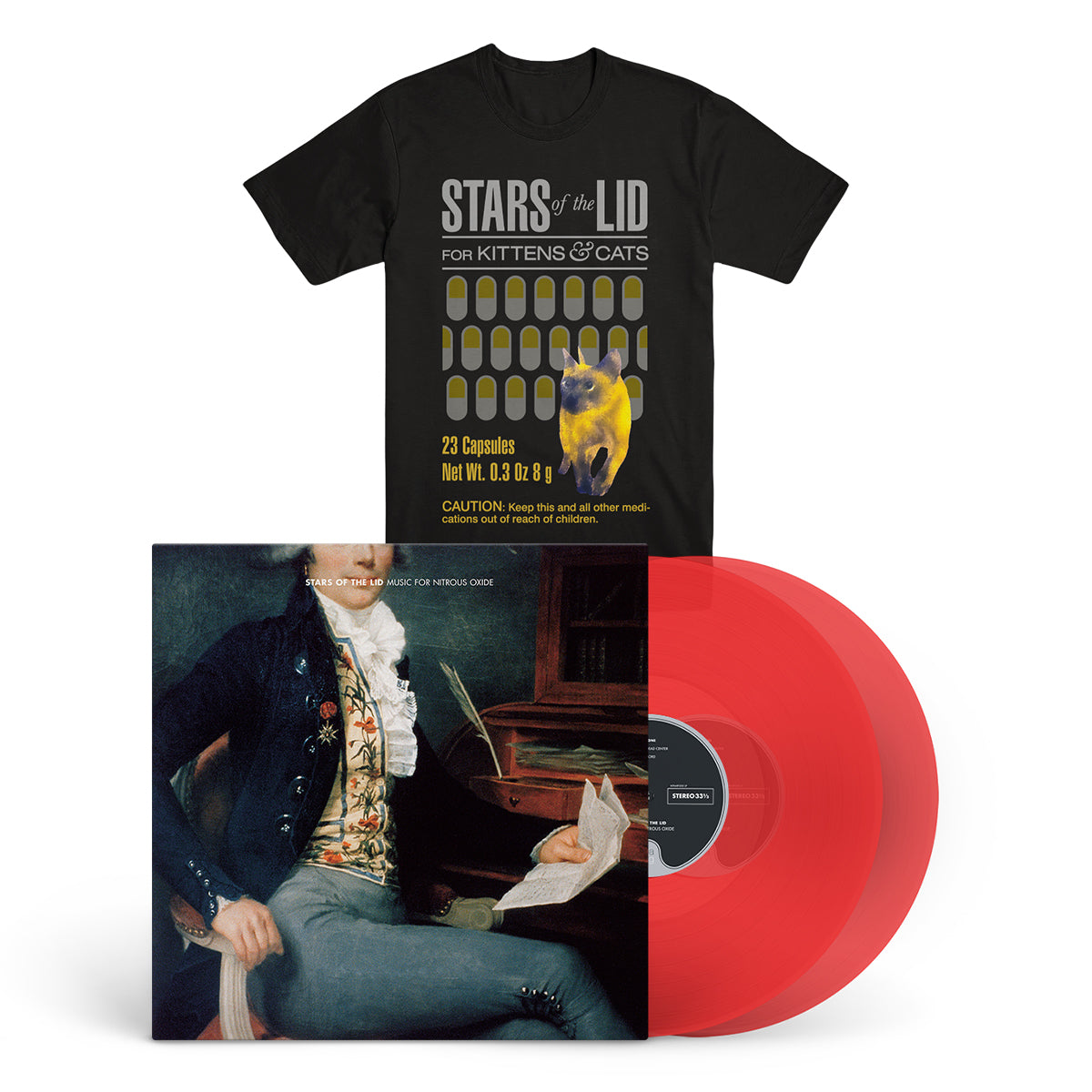 STARS OF THE LID "Music For Nitrous Oxide" 2xLP + Black T-Shirt Bundle