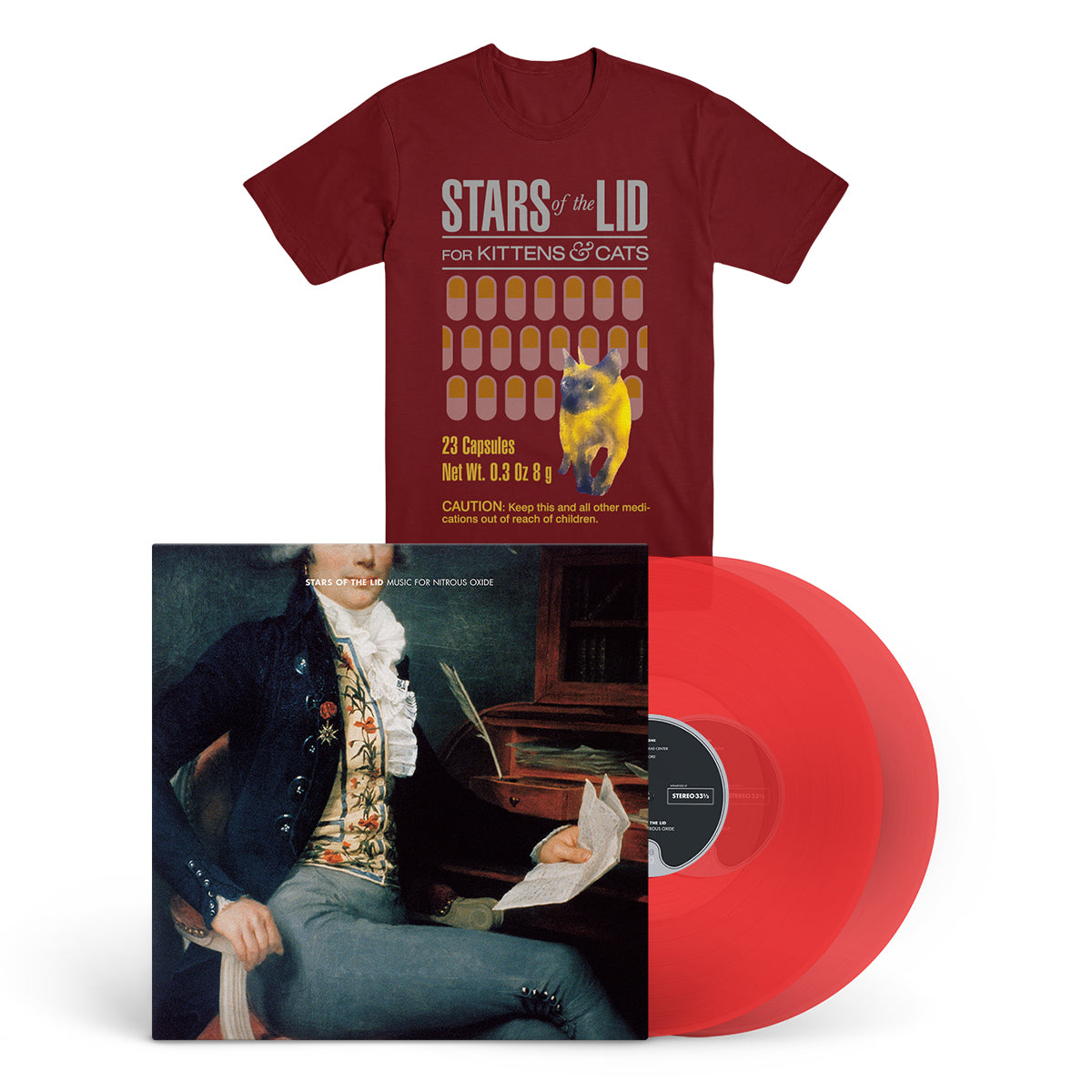 STARS OF THE LID "Music For Nitrous Oxide" 2xLP + Cardinal T-Shirt Bundle